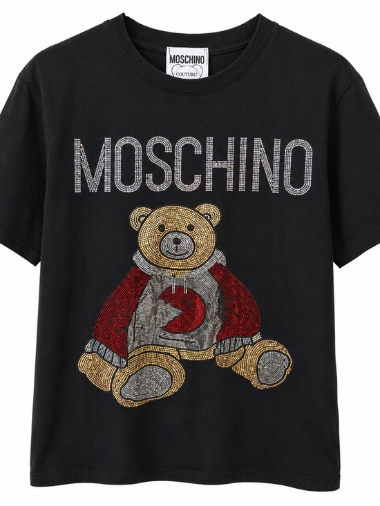 Moschino Other - Moschino Teddy Bear Rhinestone Tee Y2K Luxury Streetwear Black Shirt